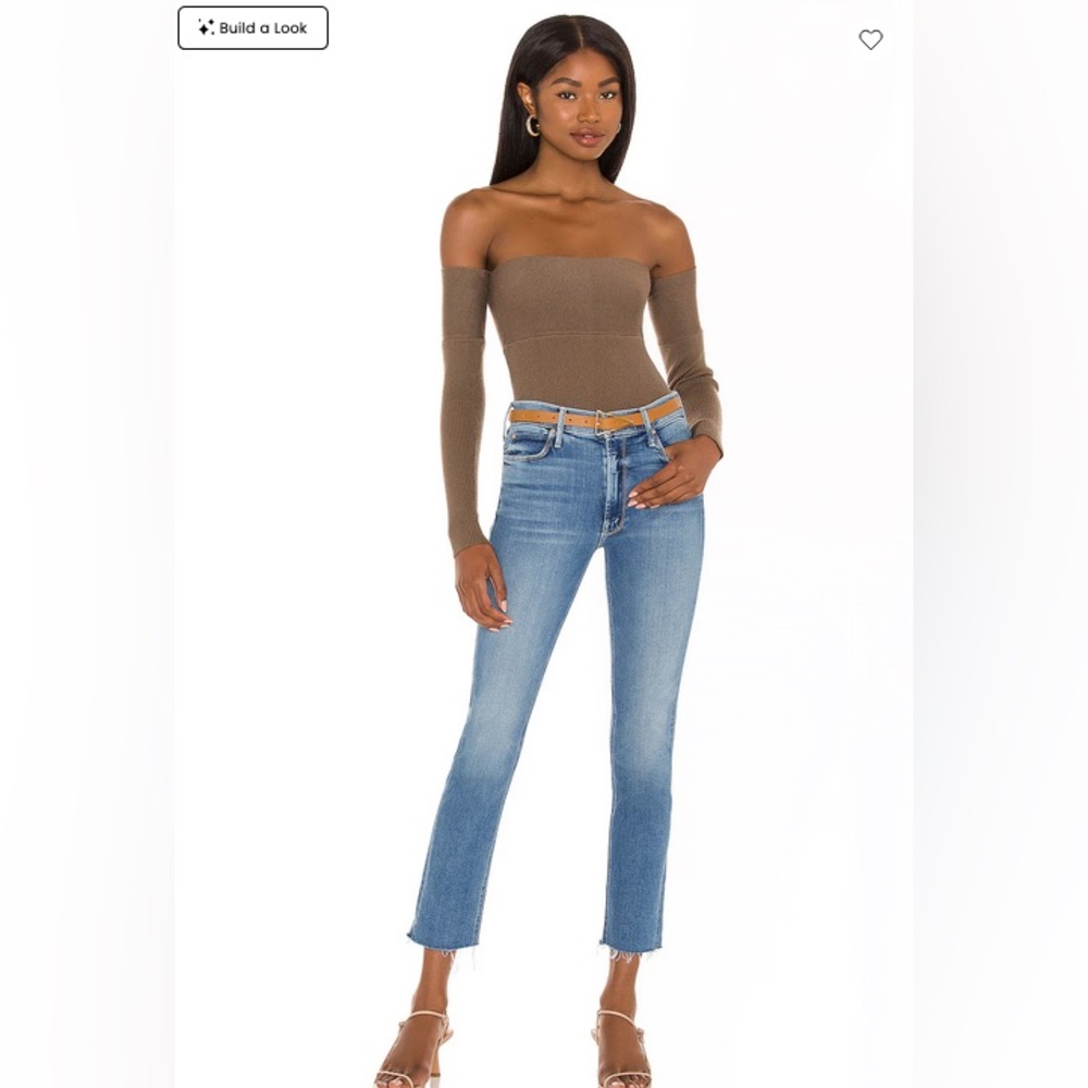 NWT MOTHER Dazzler Fray Hem Ankle Straight Leg Jeans in Riding The Cliffside